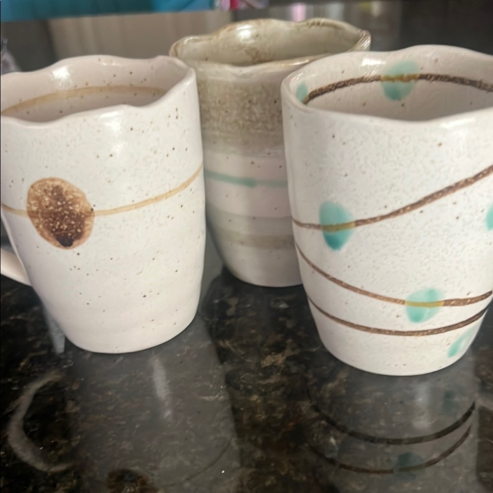 White and Brown Ceramic Mug Set for Coffee and Tea
